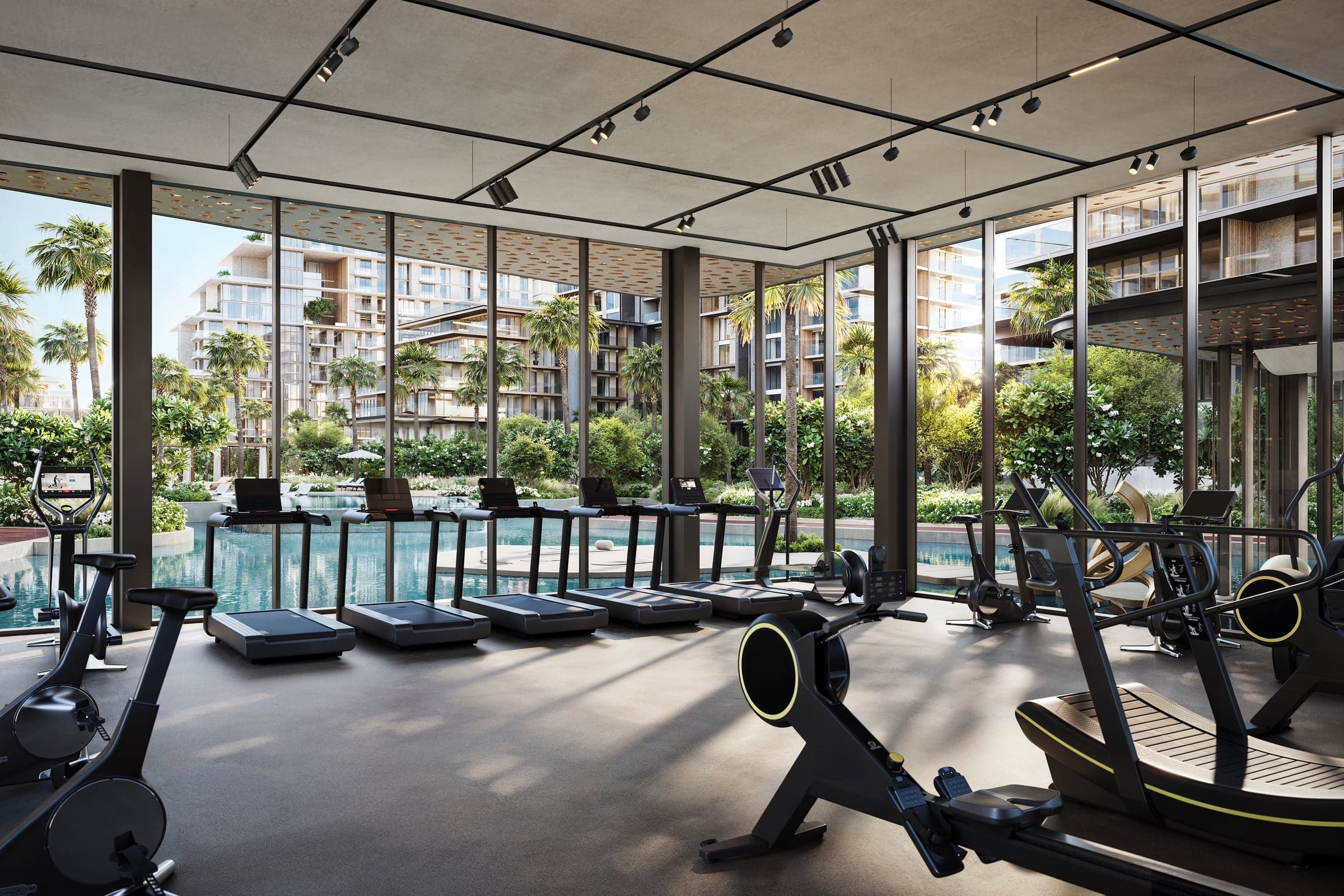 Fitnes centar sa trakama za trčanje i pogledom na bazen u projektu City Walk Crestlane (vizuelizacija)