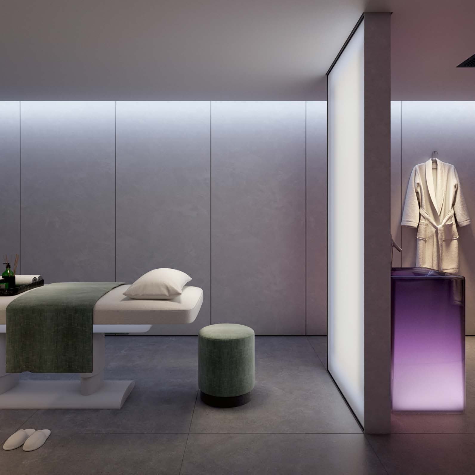 Soba za tretmane sa stolom za masažu u spa centru W Residences (vizuelizacija)